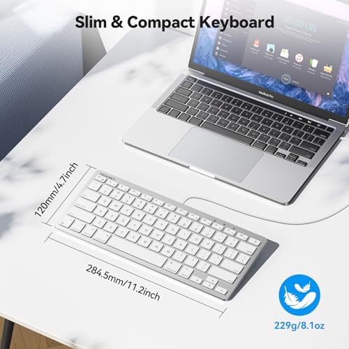 TECKNET Wired Keyboard for MacOS Devices with Dual Interface, Slim Mac Keyboard, Comfortable Ergonomic Typing Angle & Stable Connection for PC/Laptop, Compatible with MacBook, iMac, Mac mini/Pro
