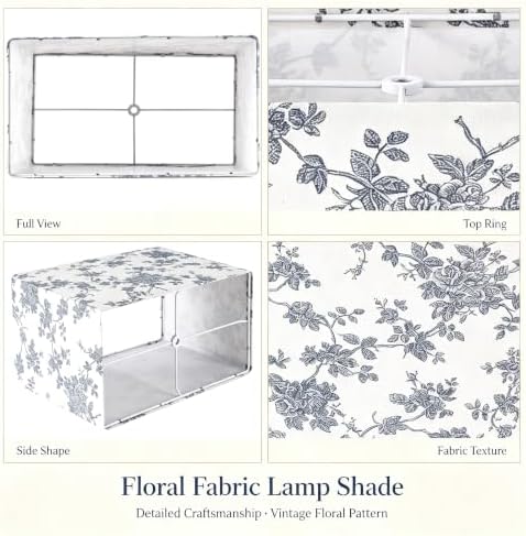 GO&SO Large Floral Rectangle Lamp Shades Set of 2,W 8"×L 14"×H 9" Decor