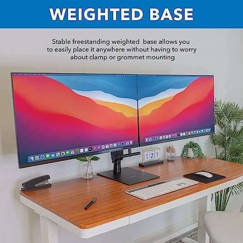 Mount-It! Freestanding Dual Monitor Stand 17" to 32", Height Adjustable, Tension Adjustable Spring Monitor Stand for 2 Screens, Max VESA 100x100, Swivel, Rotation, Instant Height Adjustment, Black