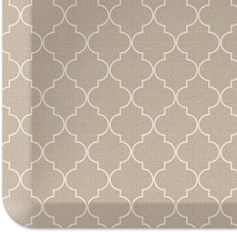 GelPro Anti-Fatigue Designer Comfort Kitchen Floor Mat, 20x32, Trellis Khaki Stain Resistant Surface with 3/4” Thick Ergo-Foam Core for Health and Wellness