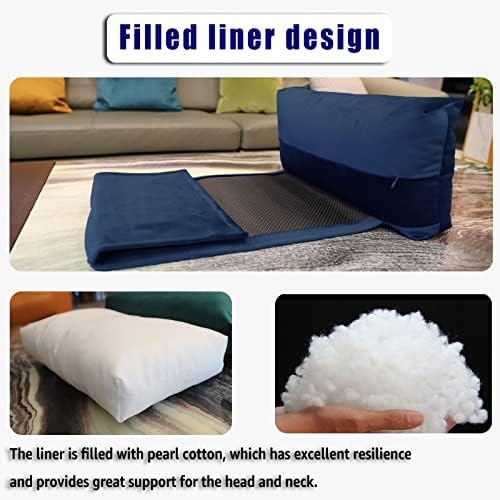 Velvet Recliner Headrest Pillow, Non-Slip Neck Support, Navy
