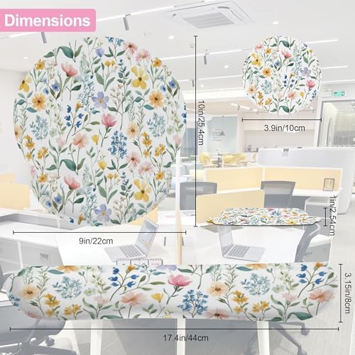 Wildflowers Leaves Mouse Pad with Wrist Rest and Keyboard Wrist Rest Set, Spring Colorful Flowers Non-Slip Rubber Base Memory Foam Mouse Pad Set for Women, Office Desk Accessories, Gaming