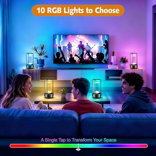 Portable Table Lamp for Outdoor Indoor Cordless Lamp with 10 RGB Colors