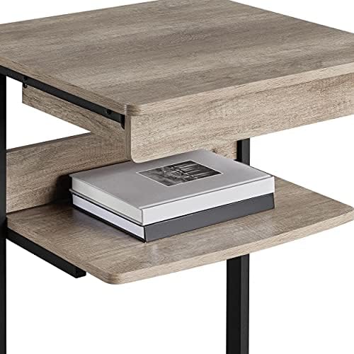 Topeakmart Gray Art Deco Desk, Rolling Computer Desk Cart with Drawer, Small Space Solution for Writing, Laptop, PC, 22 x 20.1 x 31.5 inches