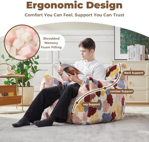 Achicsofar Bean Bag Chair for Adults Teens, Giant Faux Fur Beanbag Armchair