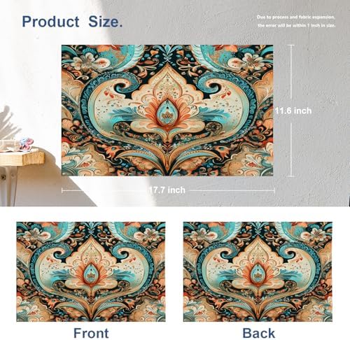 Batmerry Elaborate Rich Linen Placemats Set of 4, Artwork Luxurious Aesthetic Washable Table Mats for Kitchen Table Thickened Heat Insulation Dining Set Indoor Outdoor 12X18 in