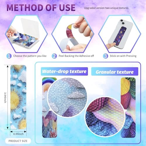 48 Pieces Unique Sensory Stickers for Anxiety Relief Items - Sensory Strips with Storage Box - 2 Textured Surface Fidget Strips for Office & Classroom Desk - Relieve Adult & Teen Stress (Cute)