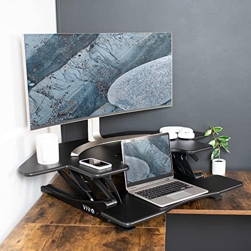 VIVO Black 43 in Corner Desk Converter, DESK-V000VC