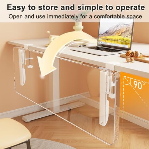 Acrylic Desktop Extension Board,No Drill Clamp-On Desktop Extension Shelf