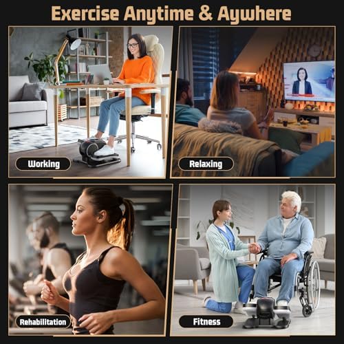 ANCHEER Under Desk Elliptical Machine - Electric Elliptical Leg Exerciser for Seniors with 12 Speeds & Remote Control, Portable Quiet Pedal Exerciser Machine for Home Office