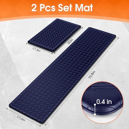 TranquilRelax Kitchen Mats, Cushioned Mats with Extra-Long Runner, Blue