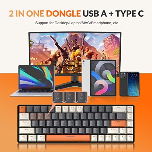 MAGIC-REFINER RK68 Compact 68 Keys Wireless Mechanical Gaming Keyboard