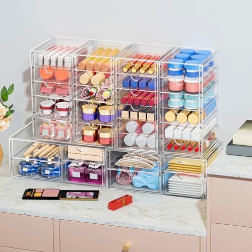caktraie 30-Drawer Acrylic Storage & Makeup Organizer for Desk