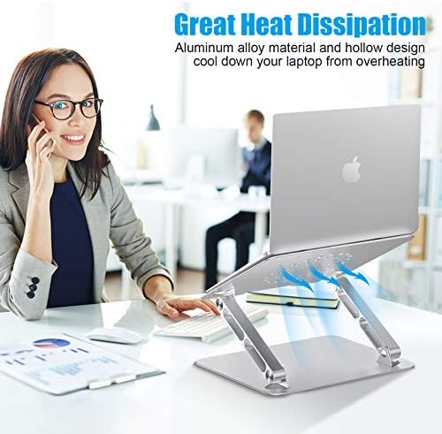 STOON Laptop Stand, Adjustable Computer Riser Stand for Desk, Aluminum Ventilated Cooling Notebook Stand Mount with Heat-Vent, Compatible with MacBook Air Pro, Lenovo, Dell, HP, More 10-16” Laptops