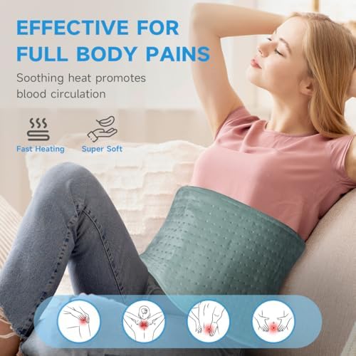 GOTCOZY Heating Pad 12"x24" for Back Pain Relief & Cramps(Green)