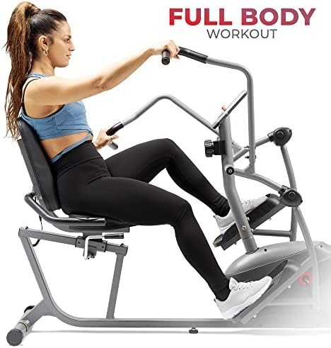 Sunny Health & Fitness Smart Recumbent Cross Trainer with Arm Exerciser
