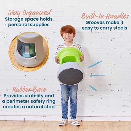 ECR4Kids Active Storage Wobble Stool, 15in Seat Height, Childrens Furniture, Lime Green/Light Grey