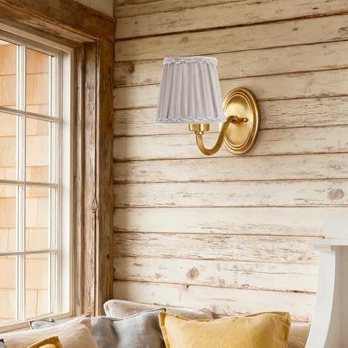 Fuloon Chandelier Lamp Shades, Clip on Small Sconce Lamp Shades, Suit for Candelabra Bulbs in Modern/European/French Country/Farmhouse Decoration, 3.5x4.3x4.9 in(6 Pack, Chiffon Navajo)