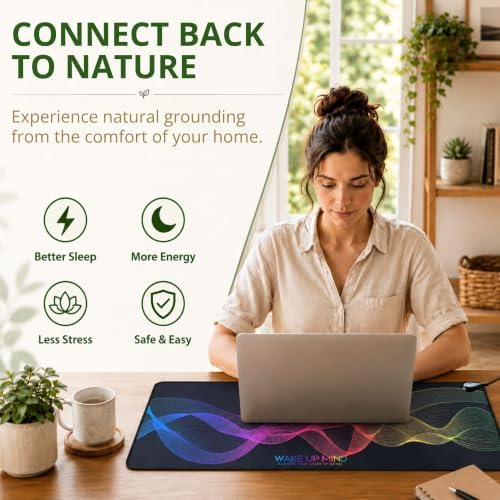 Grounding Mat for Bed & Feet, Conductive Earthing Pad for Home