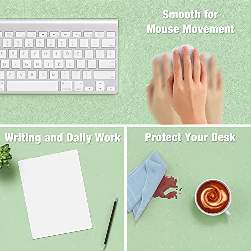 Hsurbtra Desk Pad, 30" x 14" PU Leather Desk Mat, XL Extended Mouse Pad, Waterproof Desktop Blotter Protector, Non-Slip Ultra Thin Large Laptop Keyboard Writing Mat for Office Home, Lake Green