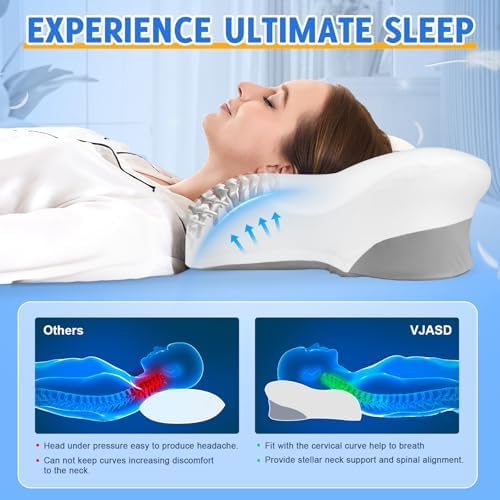 Cervical Pillow for Neck Pain,Cooling Butterfly Pillow for Side Sleepers –2 Heights Ergonomic Contour Memory Foam Pillow,Contoured Support Pillows with Breathable Pillowcase for Sleeping,Dark Gray
