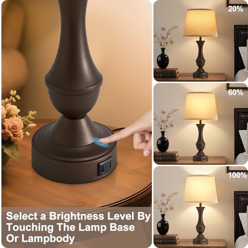 Luvkczc 22" Table Lamp Set of 2 - Vintage Brown Bedside Lamp