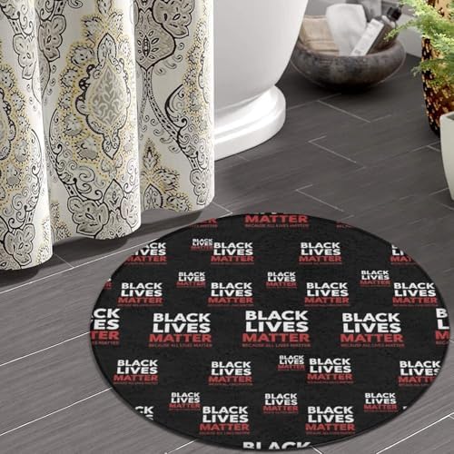 Men's Large Home Decor Mat, Soft Round Yoga Carpet, Non Slip Machine Washable Home Office Circle Rug Black Lives Red, 24inch