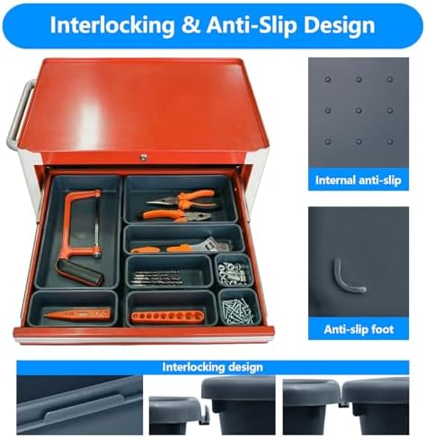 [50PCS IN 5 SIZE] Tool Box Organizer Tray, Toolbox Organizers, Tool Desk Drawer Organizer, Tool Organizers and Storage for Rolling Tool Chest Cart Cabinet Workbench Drill Bit Parts