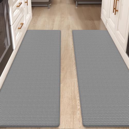Color&Geometry Kitchen Mat for Floor 17x59+17x59 Anti Fatigue 2PCs, Grey