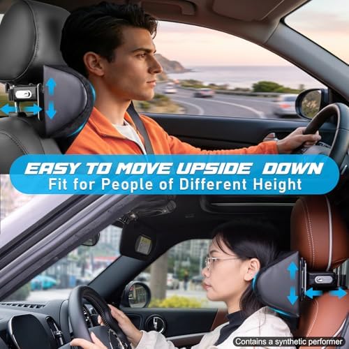 Spurtar Car Neck Pillow Height Adjustable Memory Foam Travel Pillow Headrest for Adults Neck Comfort Pain Relief While Driving Travel - Only Fit for Poles Distance 1.1" - 3.9" - Not for Children
