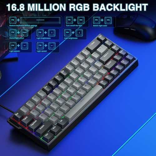 AULA WIN68 HE PRO - Hall Effect Gaming Keyboard with Magnetic Switch, Fast Trigger Mode Adjustable Actuation, 8KHz Polling Rate, Wired RGB Backlit Mechanical Gaming Keyboard 60 Percent Compact Design