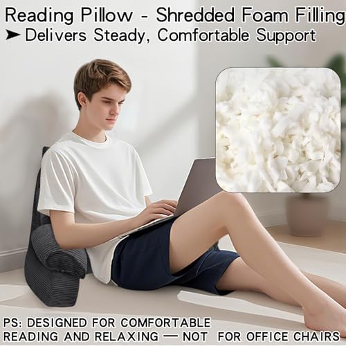 RRPAHWTV Reading Pillow for Bed with Arms, Back Support, Memory Foam