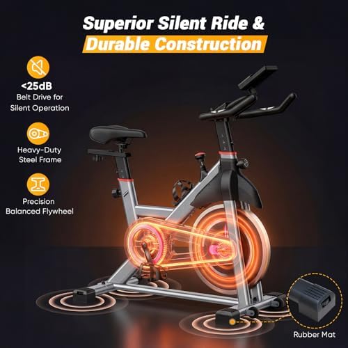 NEWBULIG Exercise Bike with APP, Stationary Bikes for Home, Workout Bike for Adults & Seniors, Cycle Machine, Adjustable Height and Resistance, Low Noise, 265lbs Weight Capacity, Easy Assembly