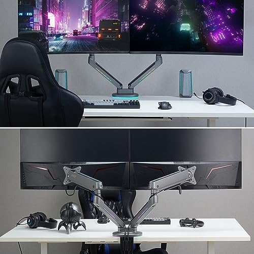 AVLT Dual 27”-43” RGB Gaming Monitor Arm Desk Mount -Dark Gray