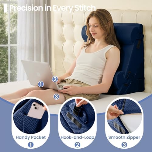 Sasttie Adjustable Wedge Pillow Set for After Surgery, Navy