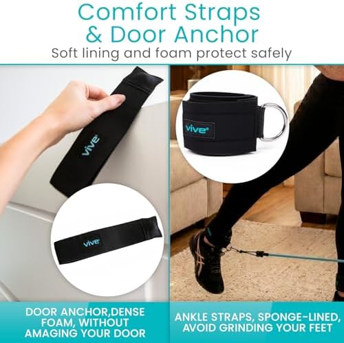 Vive Resistance Band Set (11 PCS) (With App) - Versatile Exercise Tubes with Wide Handles, Workout Poster, & Door Anchor - Adjustable 10-50 LB Tension for Full Body Home Fitness & Rehab -for Men/Women