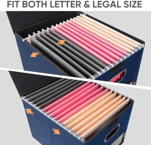 BALEINE File Organizer Box with Lid, Collapsible Hanging File Storage Box