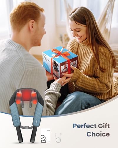 COMFIER Cordless 4D Shiatsu Neck & Shoulder Massager with Heat, Blue