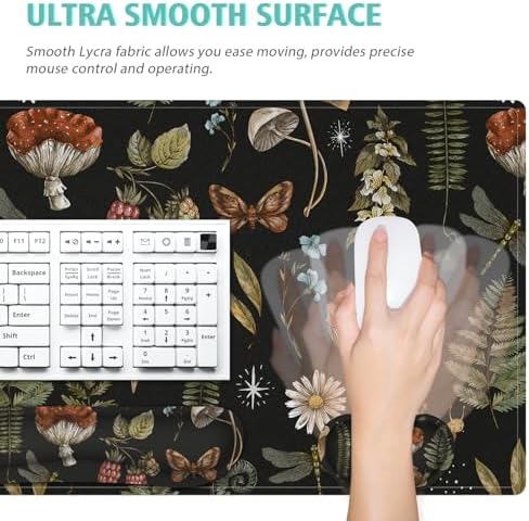 Mouse Pad Set Large Desk, Desk Matt for Desktop with Wrist Rest,Anti-Slip XXL Big Computer Ergonomic Mousepad with Wrist Support for Keyboard and Mouse(Plant)