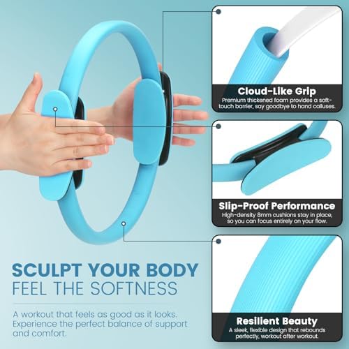 Pilates Kit for Women 13PCS, Pilates Ring Ball Resistance Bands Workout Set