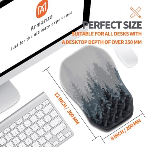 Ergonomic Slope Mouse Pad Wrist Support, Wrist Rest Mousepad for Carpal Tunnel Pain Relief with Massage Bulge and Slow Rebound Memory Foam (12x8 inch, Forest)