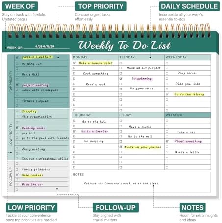 TREES Weekly To-Do List Notepad, 52-Week Desk Planner Organizer, 8.5" x 11"