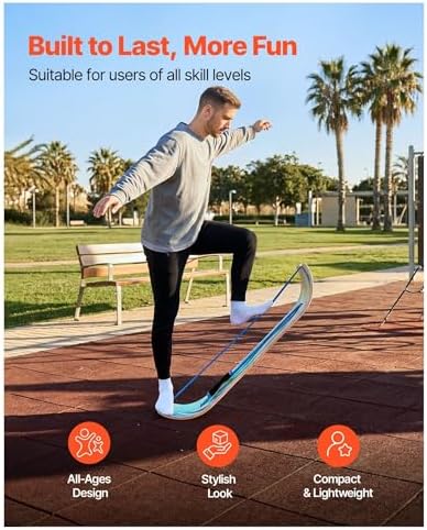 Balance Board Wobble Board for Adults - Wooden Curved Trainer for Yoga, Standing Desk, Pilates & Workouts - Compact Lightweight Equipment - Home Gym & Office - Blue