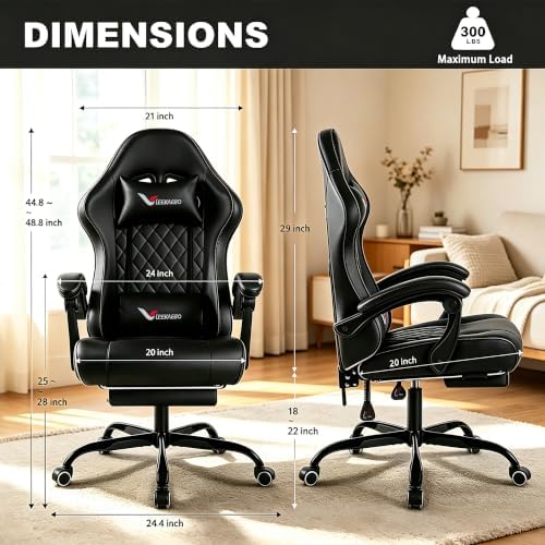 Ergonomic Gaming Chair with Footrest Lumbar Support, Home Office Game Desk