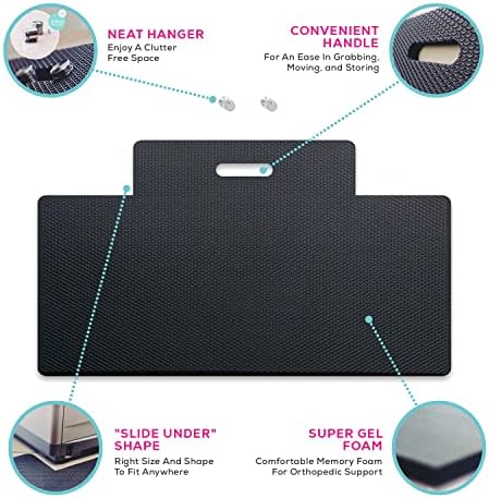 Quality Clever Anti-Fatigue Standing Desk Mat with Gel Memory Foam, 29.5 Inches Wide - Orthopedic Comfort for Home, Office, Kitchen Floor & Workshops - Cutout Design + Beveled Edges & Non-Slip Back