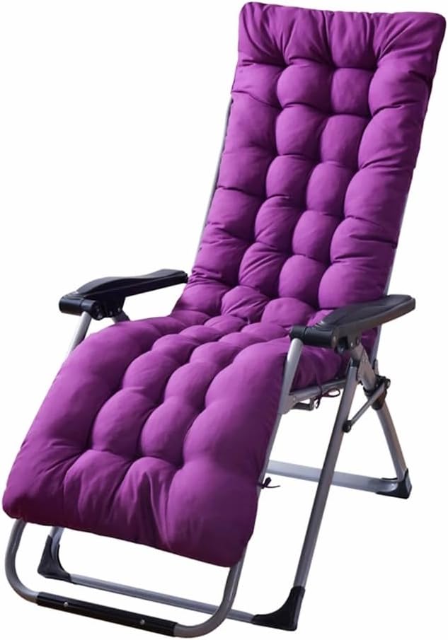Patio Chaise Lounger Cushion， IndoorOutdoor Rocking Chair Sofa Cushion with 6 Ties， Thick Padded Swing Bench Cushion，61x18.9x3.1in (Purple)