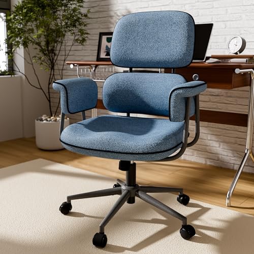 HomeZeer Blue Office Chair, Memory Foam Seat Mid Century Modern Desk Chair