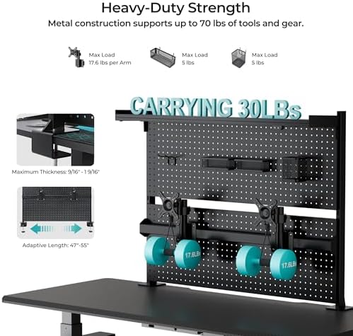 EUREKA ERGONOMIC Desk Pegboard Dual Monitor Stand 43x34 Black
