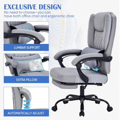 400lbs Reclining Office Chair with Ergonomic Lumbar Support