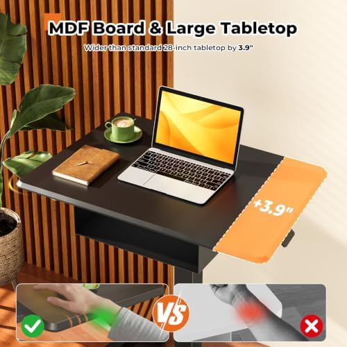 JOY worker Rolling Laptop Desk with Drawer, 31.5" Black Mobile Staning Desk